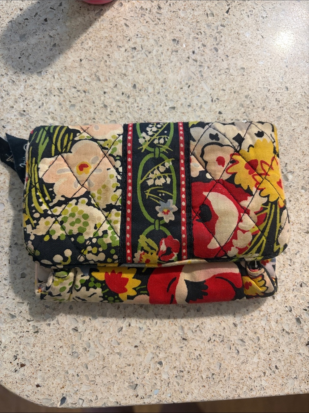 Vera Bradley Quilted Fold-Over Wallet - Red, Yellow & Black